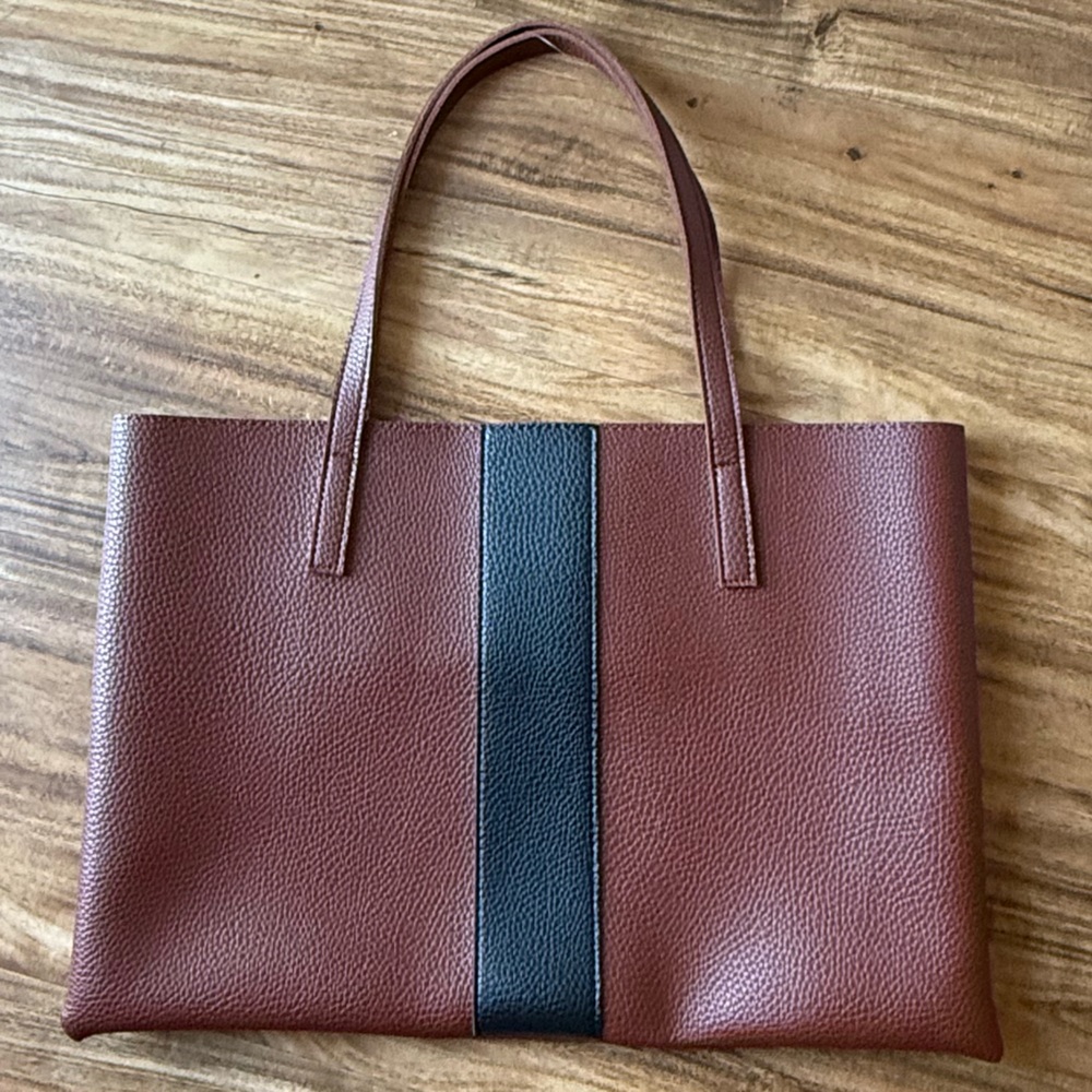 Vince Camuto Brown and Black leather simple Tote Bag purse